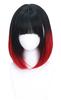 Straight Full Wig, Bob, Mori Girl, Dreamy Cute, Heat-resistant, Semi-long, Cosplay, Lolita Style, Everyday Wear, Black and Red Gradient Wig