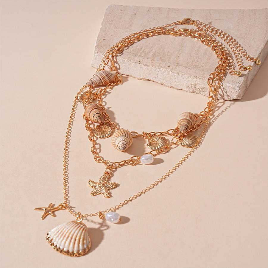 Seaside Vacation Wind Starfish Ocean Series Silver Needle Earrings Summer Personality Temperament Necklace Bracelet Earrings