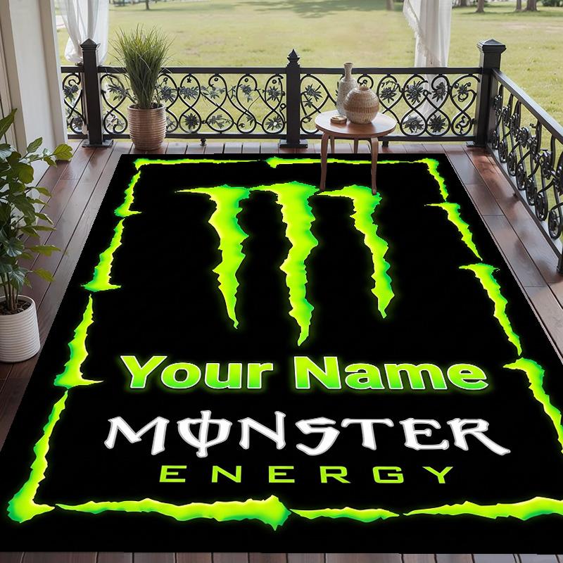 Custom Text Printed Rug Monster Energy Non Slip Floor Carpet For Home Room Decor