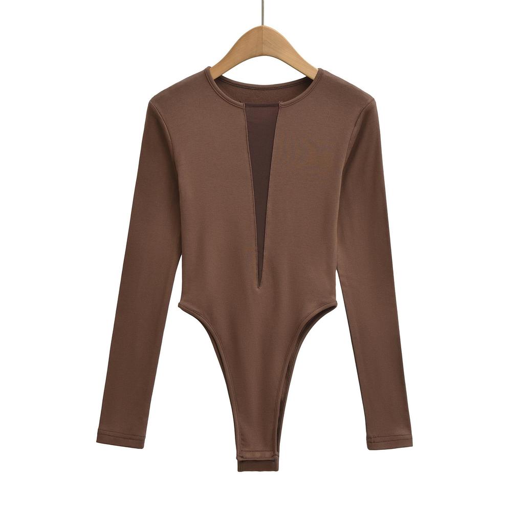 European and American Sexy Summer Mesh Long Sleeve Jumpsuit for Women