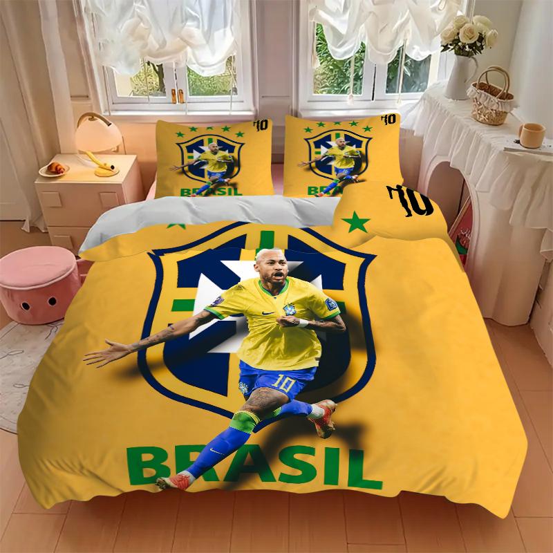 3Pcs Brazilian Football Legend Bedding Sets For All Sizes New 3D Printed Bed Cover Comforter Duvet Cover Pillowcase Bedroom Decoration