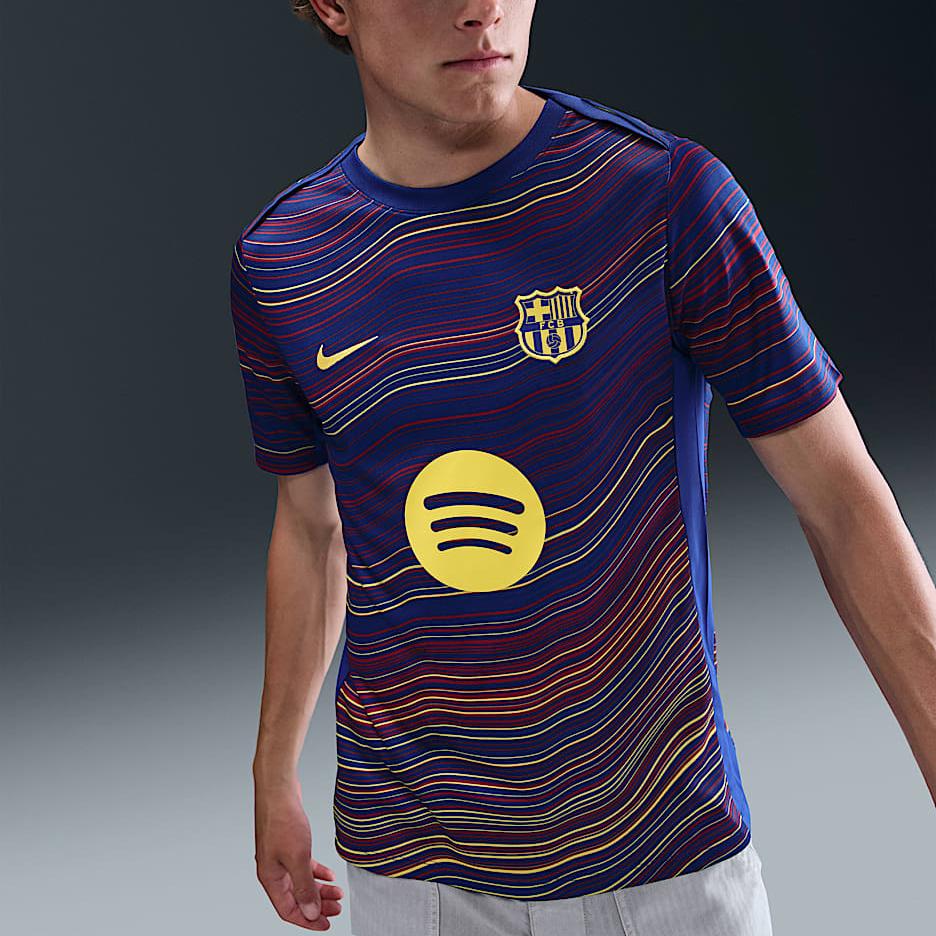 Nike Striped Slim Fit Crew Neck Short Sleeve Soccer Shirt Men tops HJ7142-456