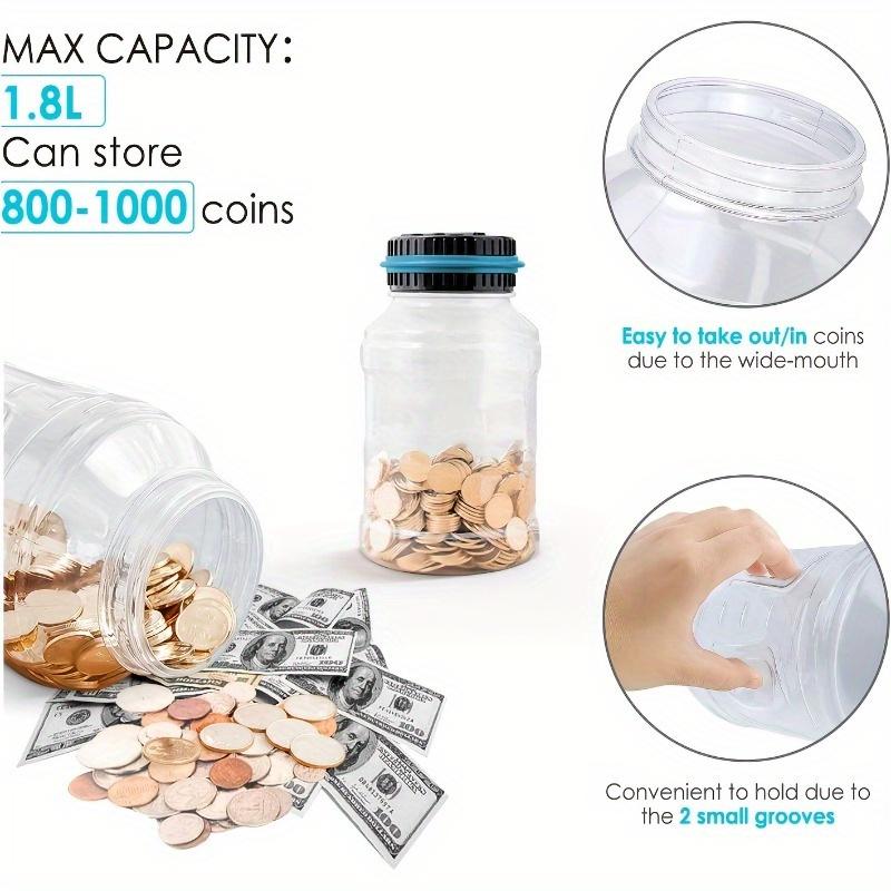 1pc Large Coin Bank, Digital Coin Counting Bank with Counter, Large Capacity Adult Coin Bank, Designed for Coins, Christmas, Halloween Gifts