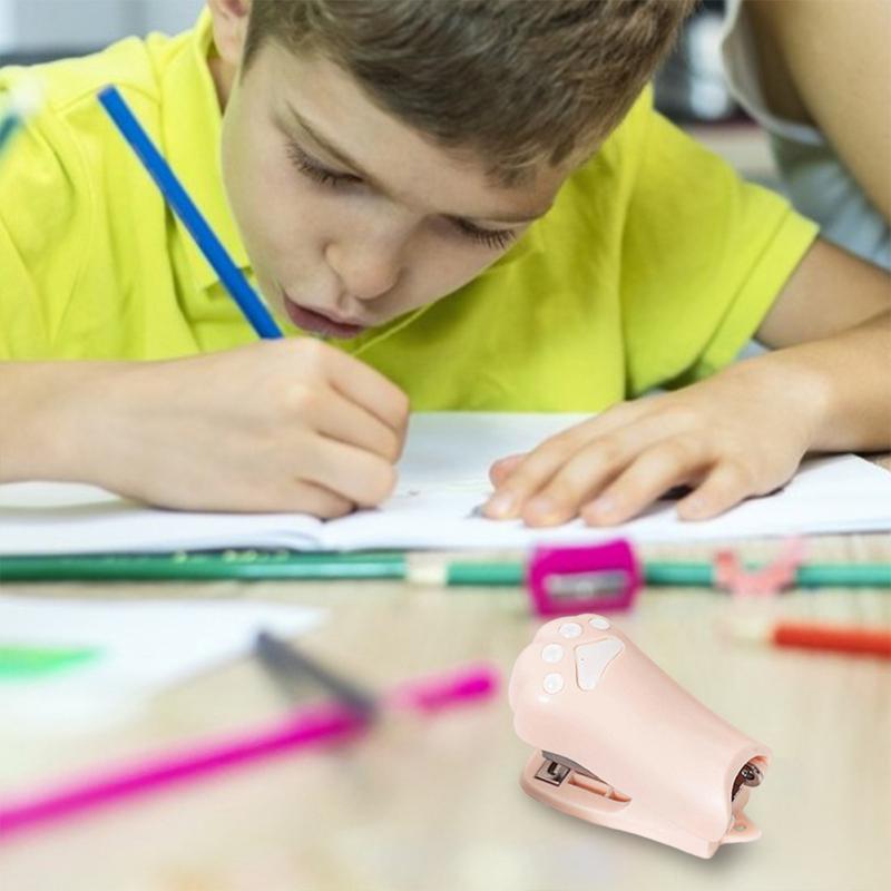 Cute Cat Paw Shape Stapler 12 Size Mini Decompression Stapler Hand-held Paper Binder Stationery