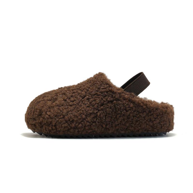 Ruizu Kids' Furry Cork Cotton Warm Velvet Sandals - Boys' and Girls' Fleece Plus Cotton Sandals
