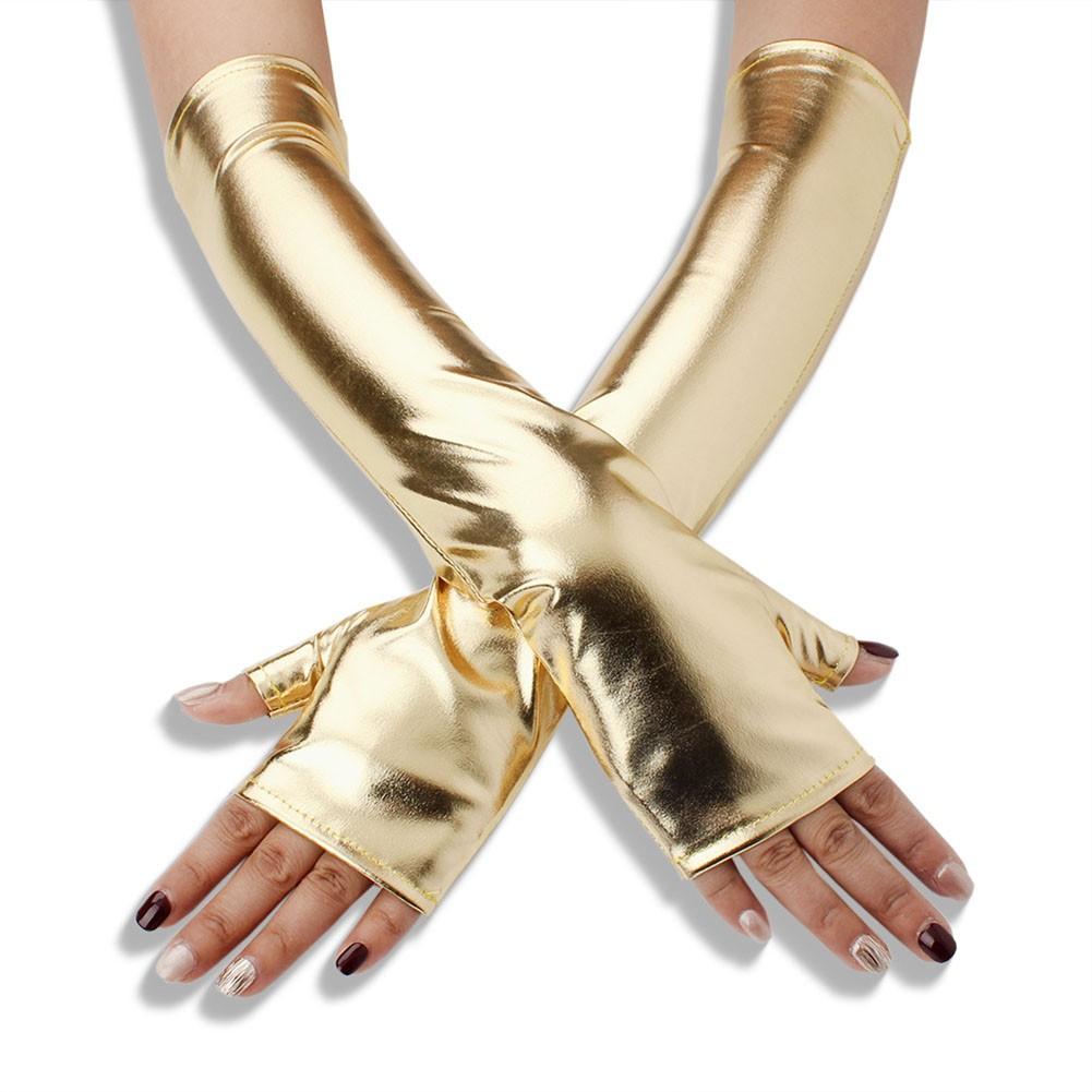 

Изысканный стильный вид 40 см кожаные перчатки без пальцев уже в продаже золотой