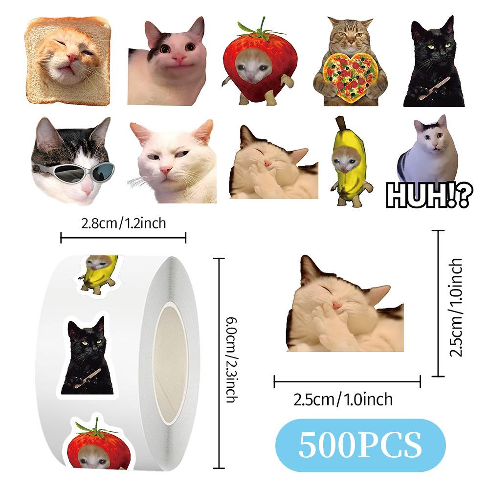 500 Stück Süße Katzen-Aufkleberrolle für DIY Scrapbooking Planer Dekoration Journal Verschlussband Aufkleber Vielfalt an Katzenausdrücken und Designs