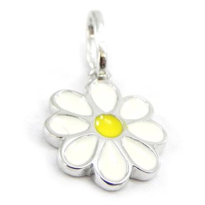 [I4233] - Silver Pendant 'Daisies' White Yellow (rhodium-plated) - 11 Mm