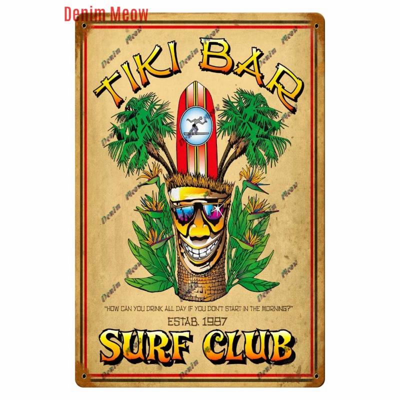 Beach Mermaid Metal Wall Sign for Girls Tiki Bar Hawaii Relax Pub Ocean Happy Place Keep Surfing Home Decor WY