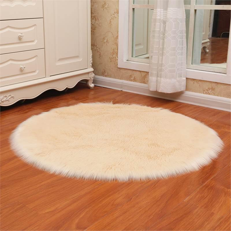 Imitation Wool Plush Round Carpet for Living Room, Bedroom, Yoga