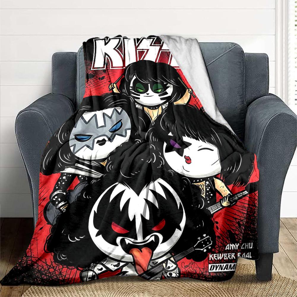 1pc KISS Band Flannel Blanket, Soft Skin Friendly with Digital Printing, Various Sizes Available for Family, Friends, Birthday