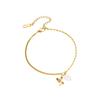 Süßes Zirkonfisch Natürliche Perle Charme Armband für Damen Edelstahl Goldfarbe Perlenkette Schmuck Valentinstagsgeschenk