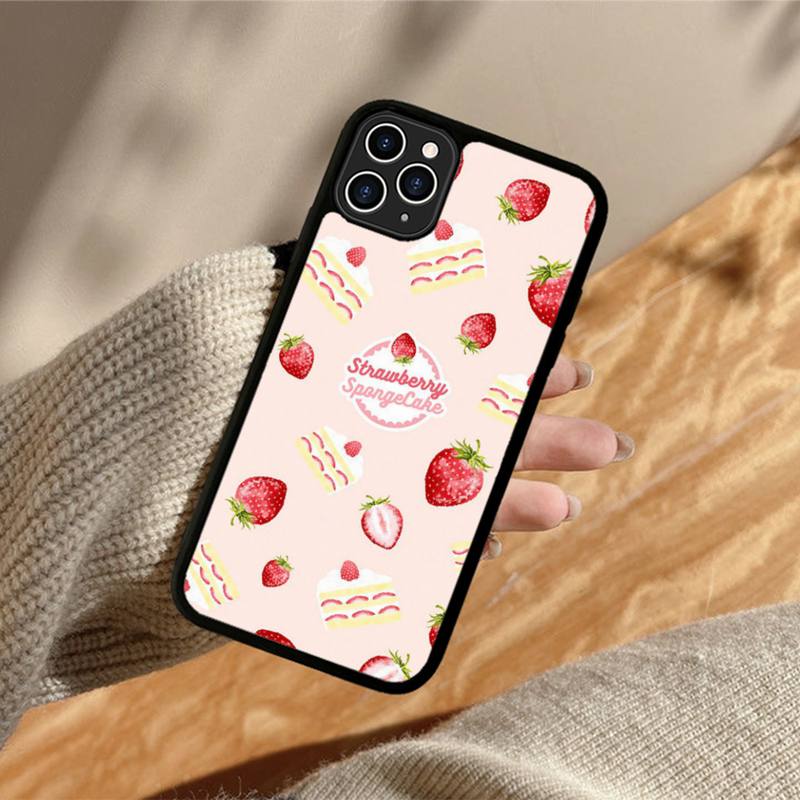 Krásný jahodový dort Pouzdro na telefon Silikonové PC+TPU Pouzdro pro iPhone 11 12 13 Pro Max 8 7 6 Plus X SE XR Tvrdé Fundas