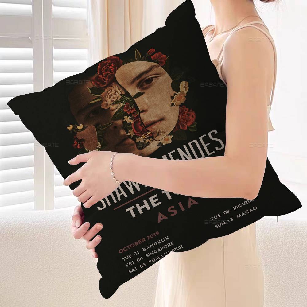 S-Shawn Mendes Populär Sångare Kudde Anime Kudde Soffa Säng Huvudkudde Överdrag Kuddfodral 45x45 cm Mode