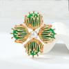 Ретро Мода Висококласний Легкий Люкс Порожнистий Квітковий Тичинка Зелений Кошаче Око Жіноча Біжутерія Брошка