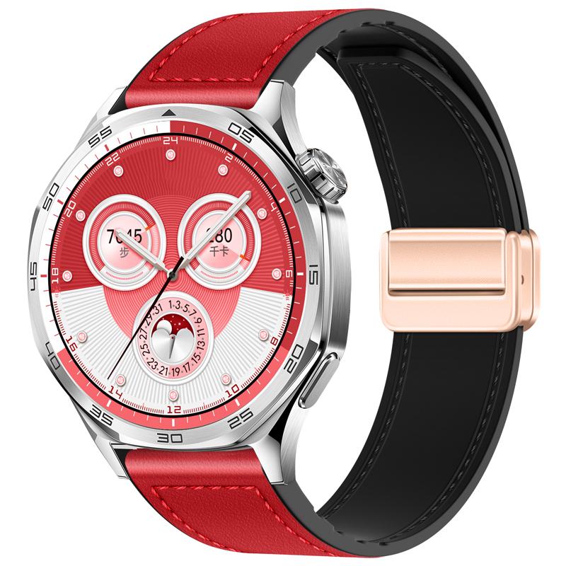 22mm 20mm Skórzany+Silikonowy Pasek do Huawei Watch GT6/GT5/Pro GT4 3 Pro 46mm Sportowa Opaska na Nadgarstek dla Samsung Galaxy Watch 7 6 5 Pasek