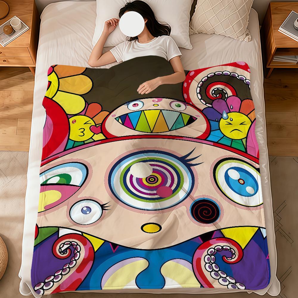 flower face Abstract pop modern murakami soft warm plush blanket dorm sofa living room pet hogar bedroom gift nap home Flannel