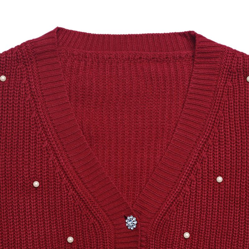 YYFS Maglioni Casual alla Moda da Donna per Autunno Inverno con Stampa Pois e Maniche Lunghe Scollo a V