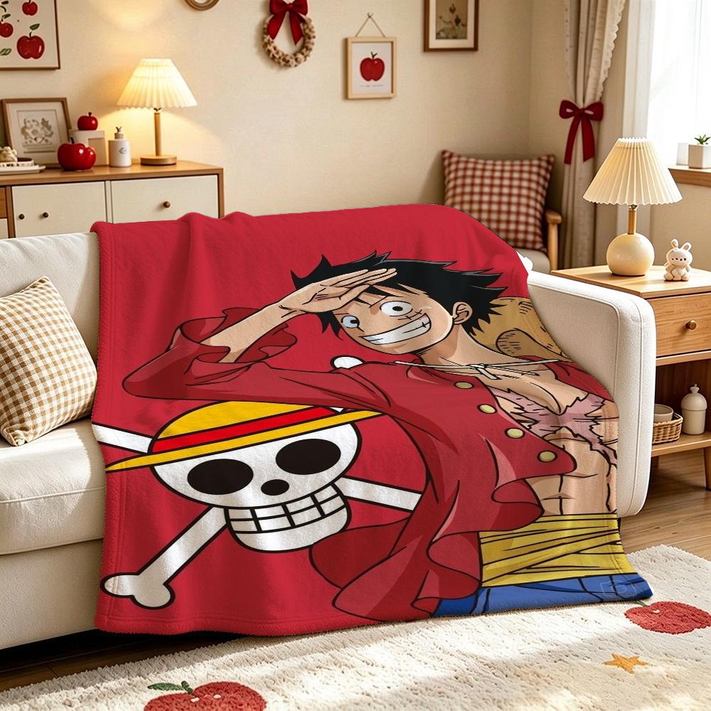 Luffy'S Straw Hat Pirates Pattern Flannel Blanket Soft Comfortable Throw Blanket For Camping Travel Home Decor Christmas Gift