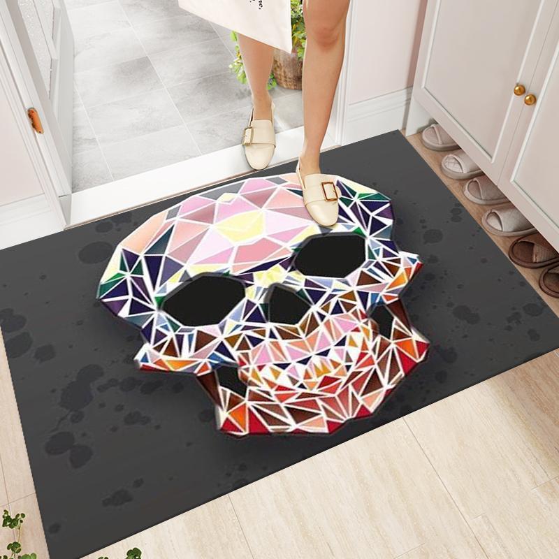 Skull Art Rugs and Carpets for Home Living Room BedRoom Decoration Area Rug Doormat Kitchen Bathroom Non-slip Mat Cartoon Rugs