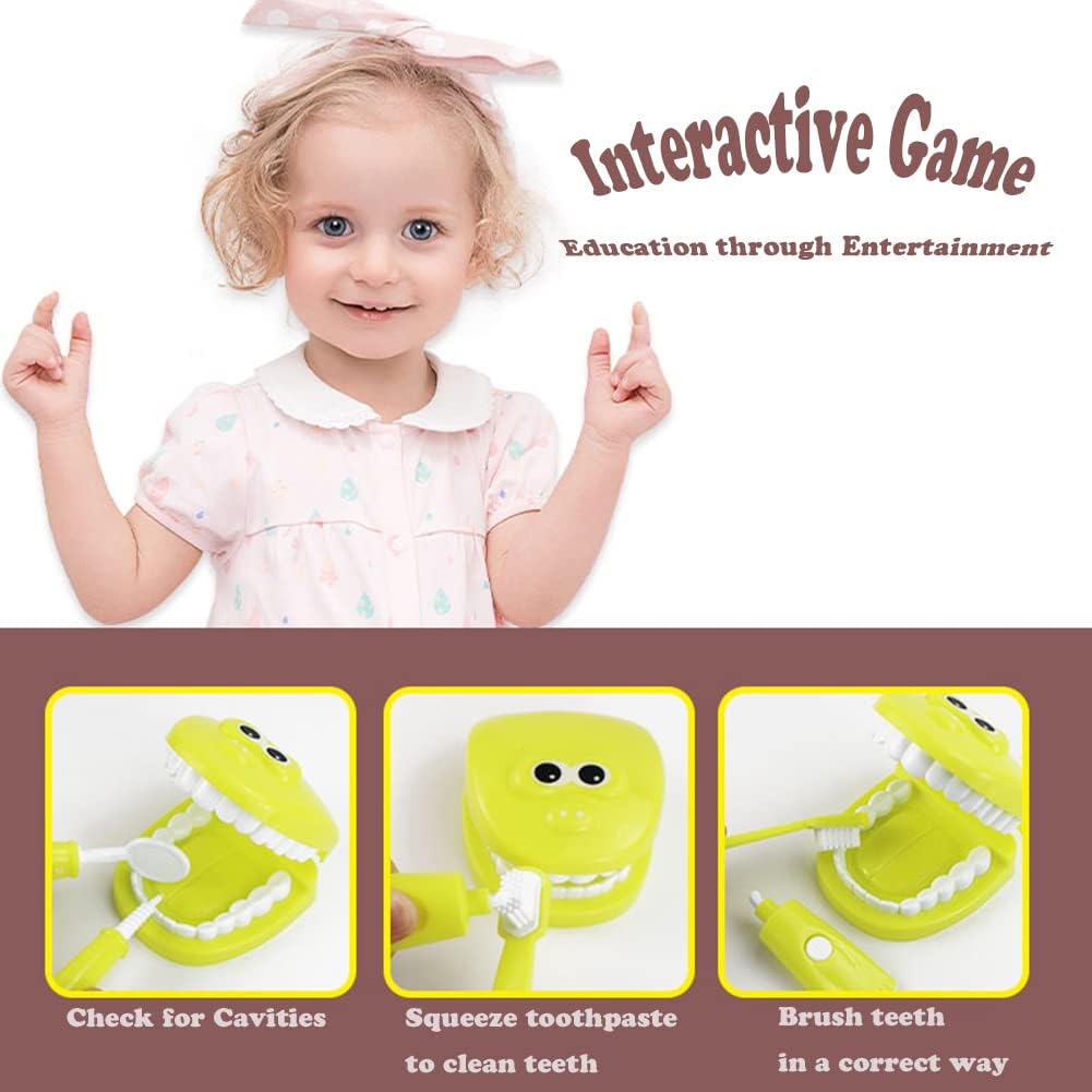 9PCS Plastic Simulation Dentist Play Set Medical Kit Pretend Toy Kids Hygienic Habbit Cultivation Role Play Game for Children