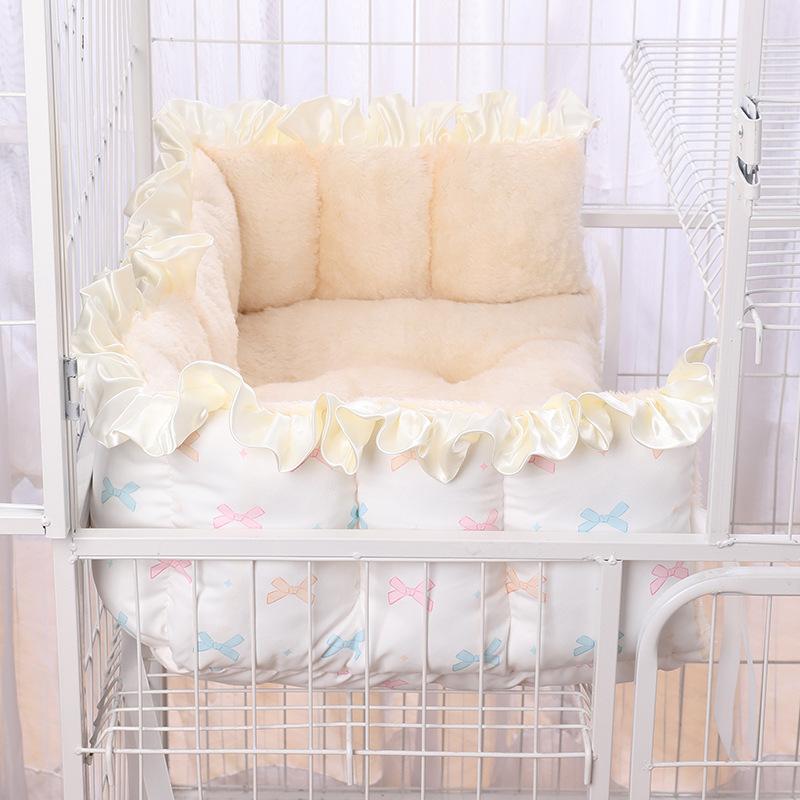 Winter Plus Samt und Verdicktes Katzenkäfig-Bindungsnest Katzenkäfig-Gehäuse, um warm zu bleiben Katzennest-Gurte können Haustier-Katzenmatten fixieren