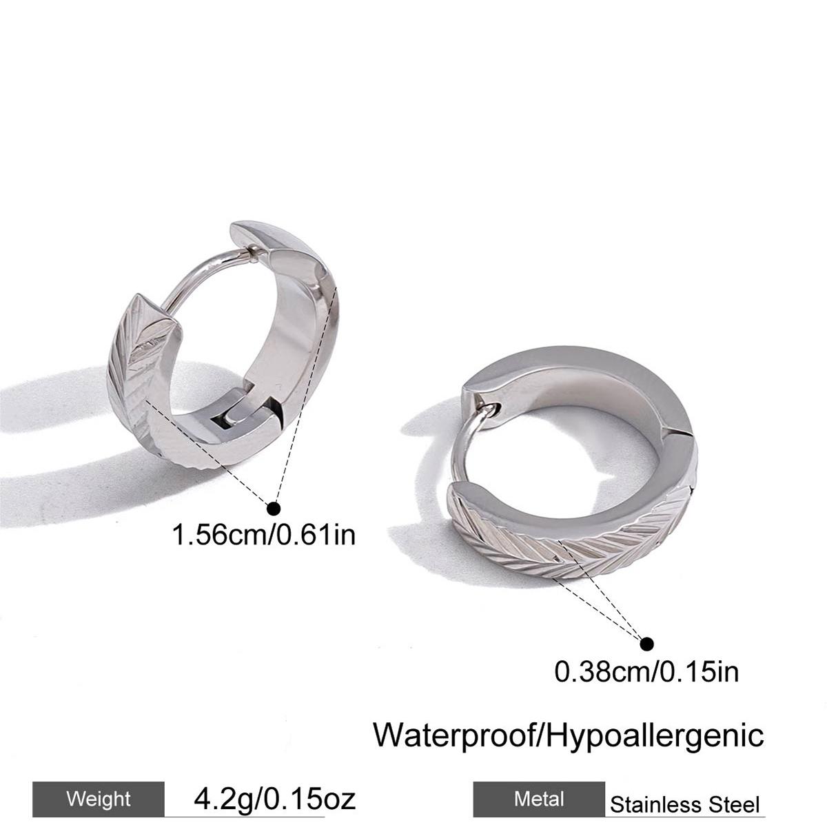 

Minimalist Stainless Steel Woven Texture Earrings for Women Autumn Winter Style Daily Wear Fashion Waterproof Jewelry