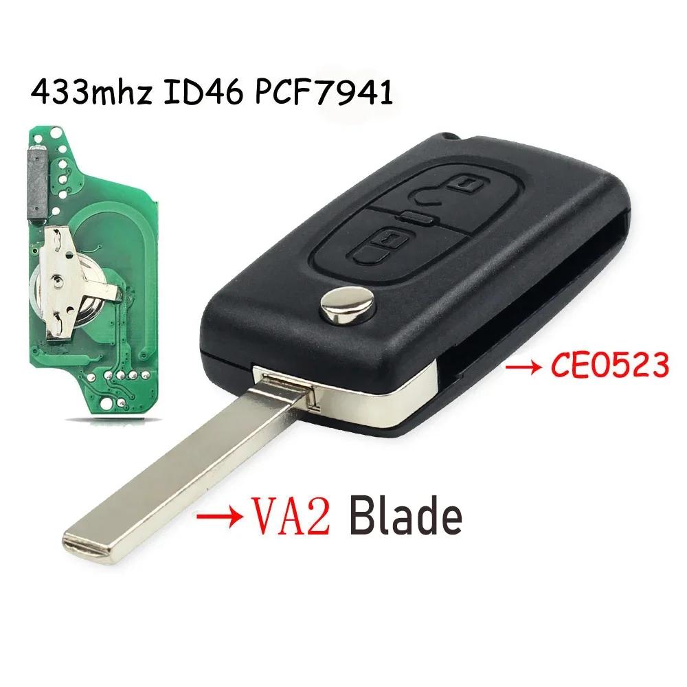 KEYYOU למ Peugeot 433Mhz ID46 ASK מפתח רכב שלט למפתח רכב Peugeot 207 307 407 208 308 408 607 Partner מפתח רכב 2 כפתורים CE0523 Ce0536