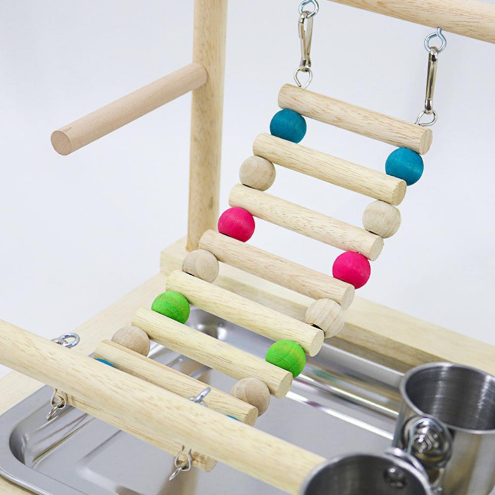 Wooden Parrot Toys Parrot Game Stand Interactive Playground Stand Bird Toys Swing Ladder Pet Supplies