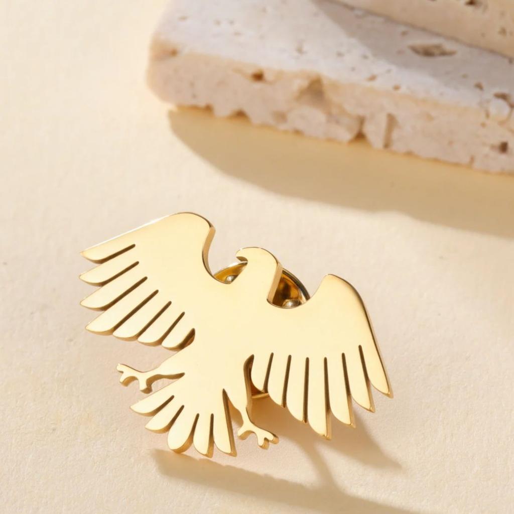 Teamer Syrian Eagle Pin Stainless Steel Brooch For Women Men Fashion Animal Jewelry Gift Suit Clothing Accessories 2026 New