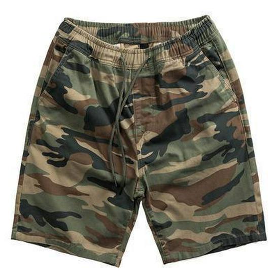 Shawn Yue Men's Retro Camouflage Elastic Waist Shorts