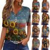 Women's T Shirt Tee Print Button Short Sleeve Daily Weekend Fashion Basic V- Neck Regular Top