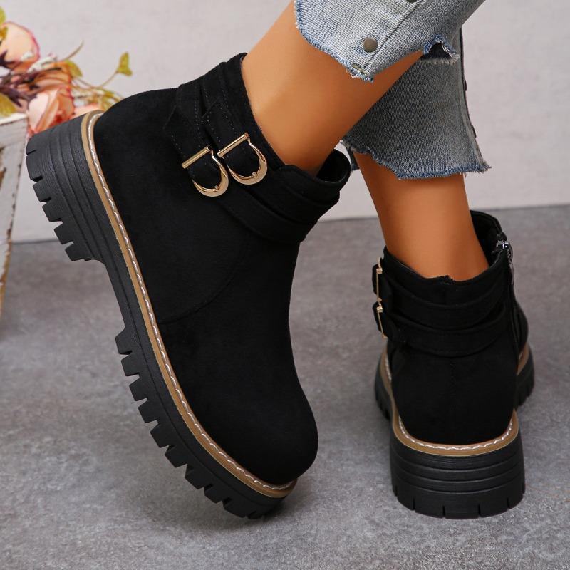 Large-sized Shoes with Side Zippers, Retro Single Boots, New Thick-soled Short Boots, Dr. Martens Boots, Women's Shoes