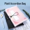 A4 Black Plaid Accordion Bag: Large Capacity, Flip Cover, PP Lanyard, Three-Sided Seal, Stand-Up Design, Rainbow Accordion.