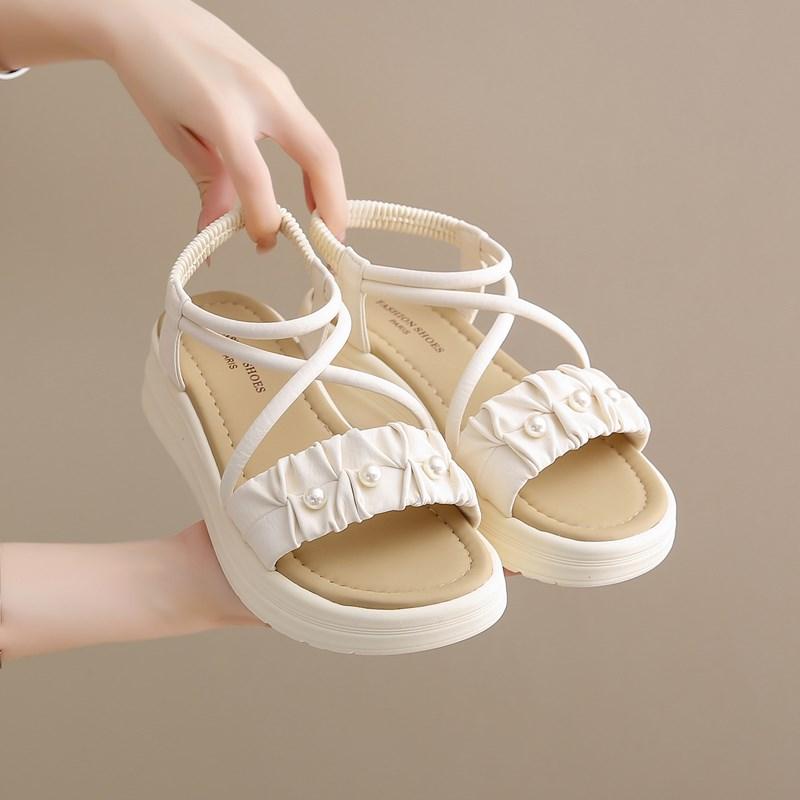 Fashion CRLAYDK Women Comfortable Strap Fashion Dressy Sandals Outdoor Travel Walking Slides Ladies Platform Elastic Band Slippers