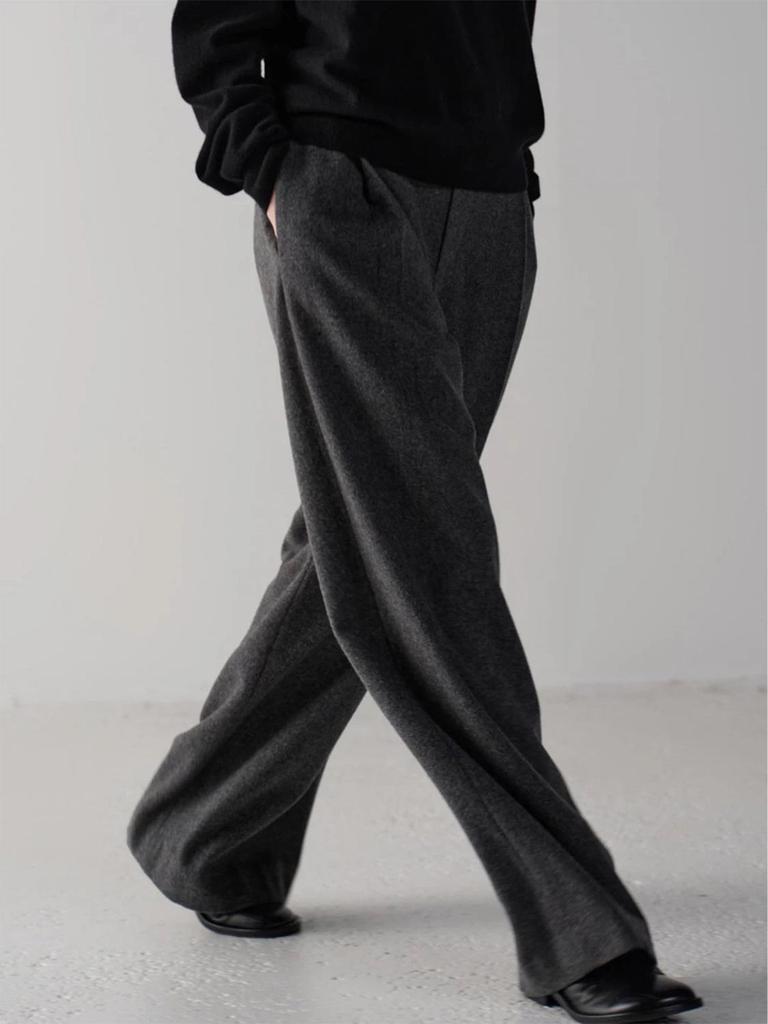 Façade Pattern High Waist Wide-Leg Casual Suit Pants for Women - Slimming, Floor-Length, Spring & Autumn Style