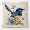 Australian Blue Wren With Flower Cushion Covers Bird Decor Sofa Decorative Pillowcase
