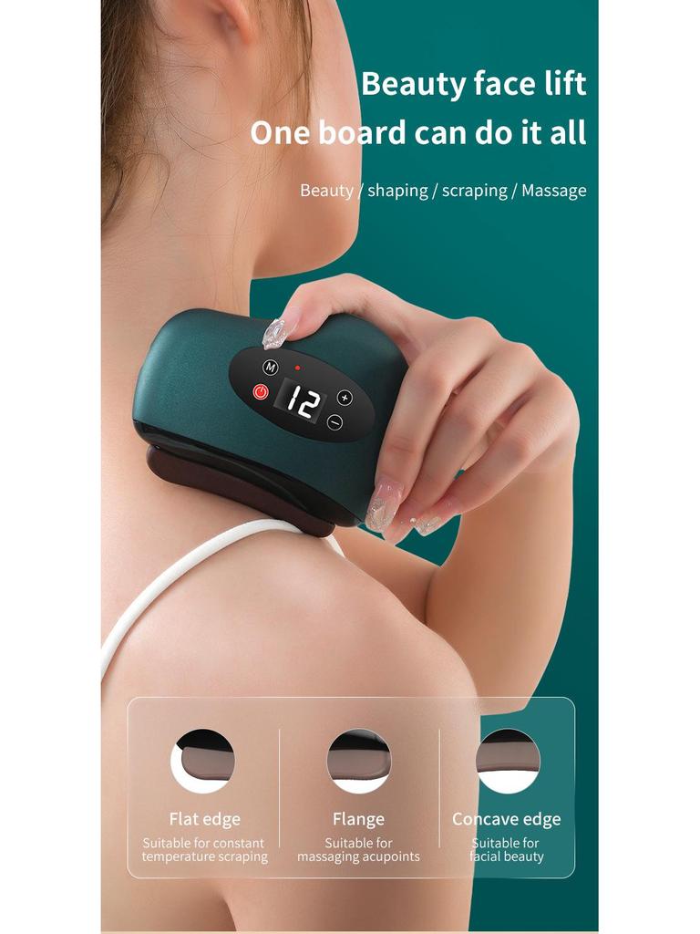 Smart Jade Facial Guasha Tool: Wireless Vibration & Heat Meridian Massager.