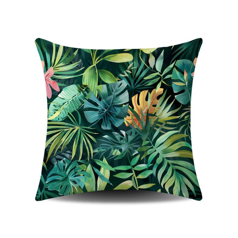 Summer Green Small Fresh Tropical Plant Digital Printing Sofa Pillow Office Car Universal Waist Cushion