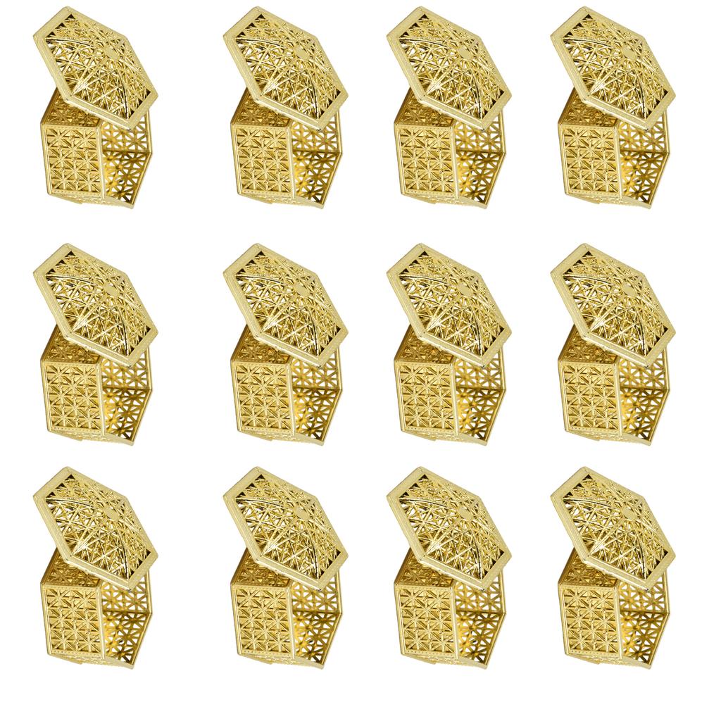 12PCS Hollow Candy Box Plastic Candy Case Container for Wedding Bridal Shower SuppliesGold