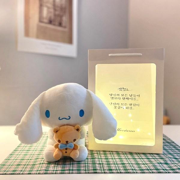 Morian Sanrio Friends Medium Doll + Message Shopping Bag Set, Cinnamon Roll, Popular Toys for Korean Children
