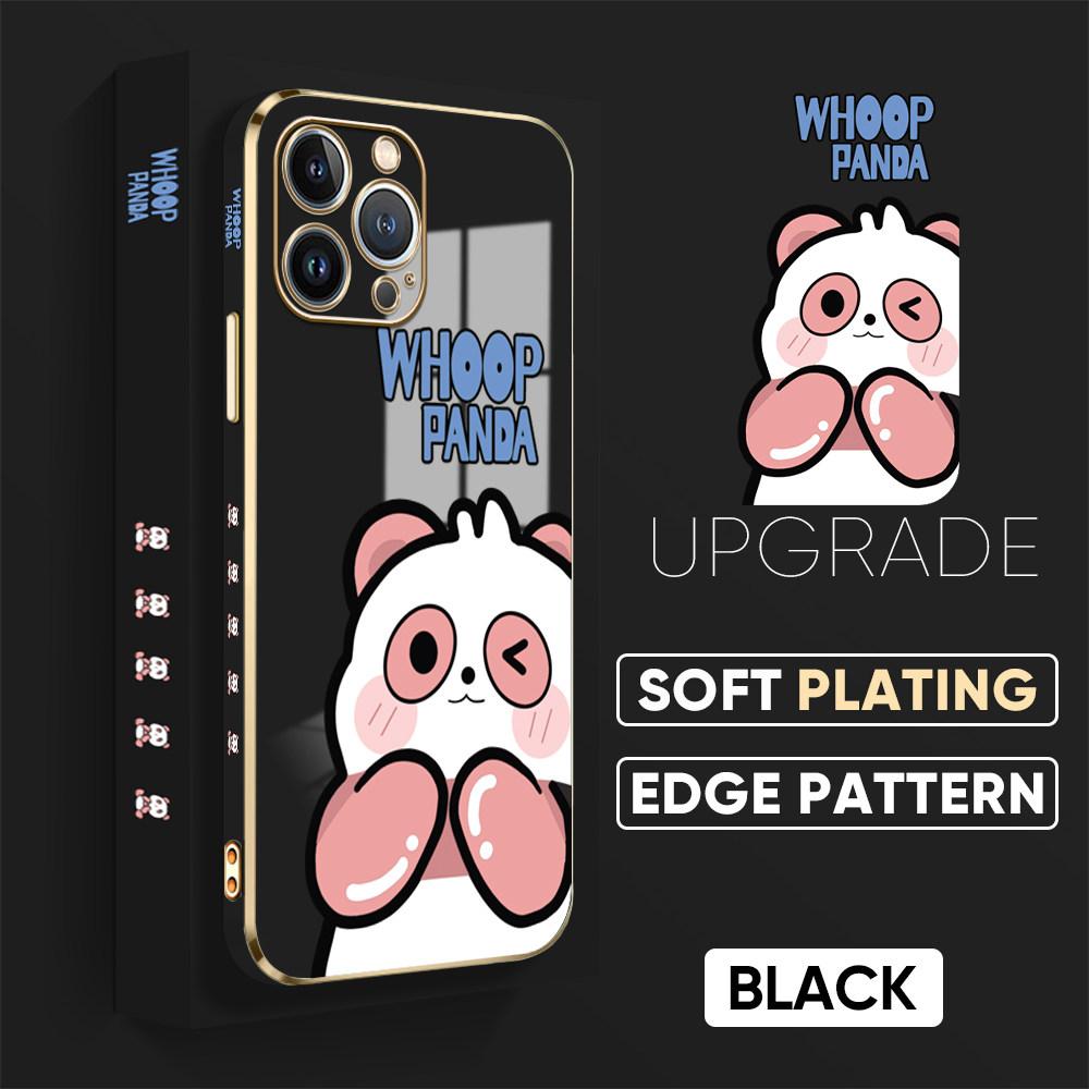 For iPhone 16 15 Max Samsung S24 S23 Plus A15 A35 A53 A73 Xiaomi 11T 12T 13T Redmi 13C Cartoon Cute Panda Soft Plated TPU Phone Case
