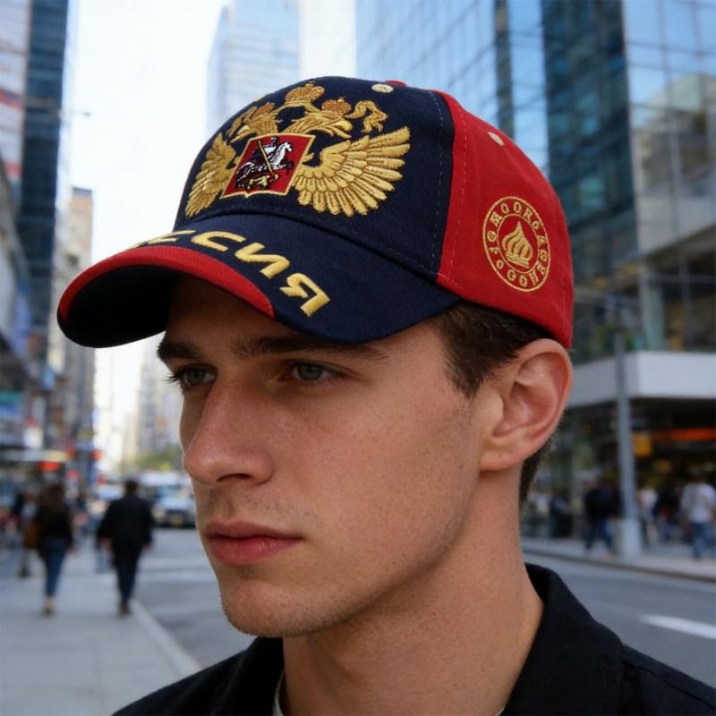 Russian Style Baseball Cap Cotton Adjustable Size 56cm to 60cm With Embroidery For Men Women Kids