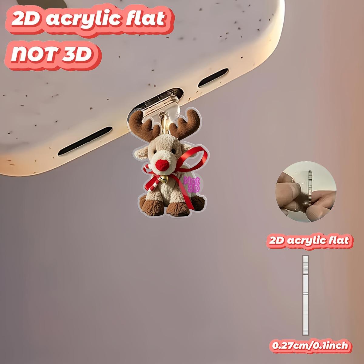 

2D Christmas-Themed Reindeer Doll Phone Dust Plug, Bright Colors That Last, Dust-Proof and Durable, Festive Atmosphere Phone Accessory For iPhone5-14