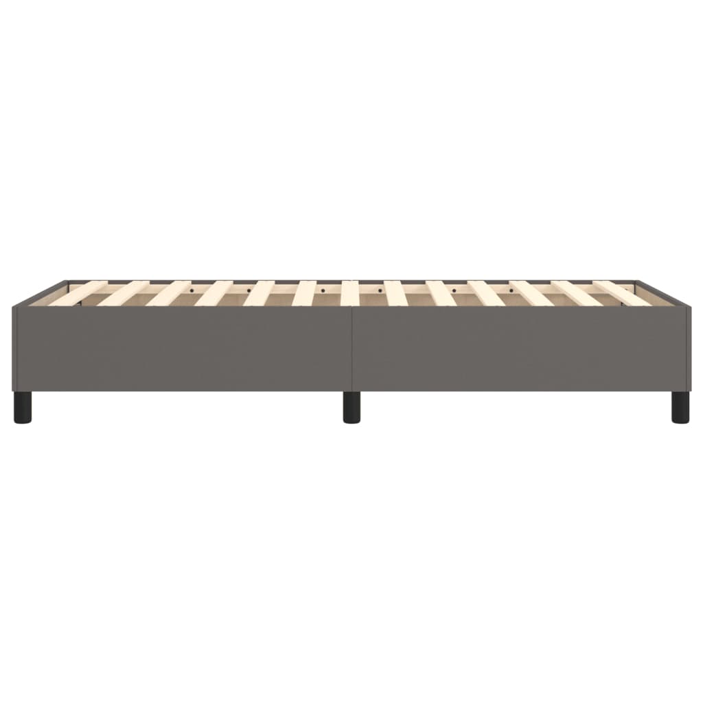 Box Spring Bed Frame Gray 90 X 190 Cm Faux Leather
