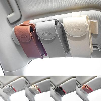 Car Sunglass Holder Car Sun Visor Glasses Case Organizer PU Leather Eyeglasses Storage Box Auto Interior Accessories