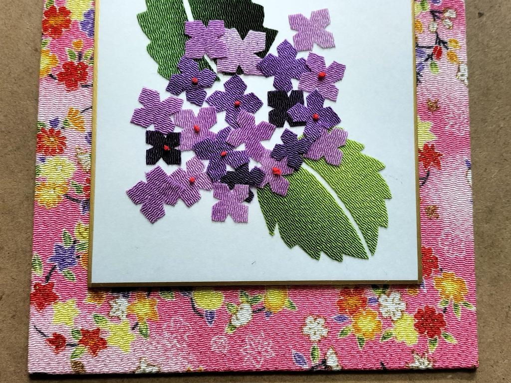 Collage Colored Paper Handmade Kit Chirimen Collage "Hydrangea"