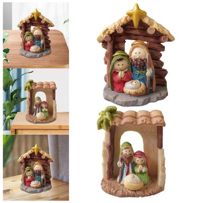 Figurine de la Sainte Famille Pièce d'exposition Noël Religieux Crèche Figurine Résine pour Bureau Salon Décoration Fête de Noël Cadeau