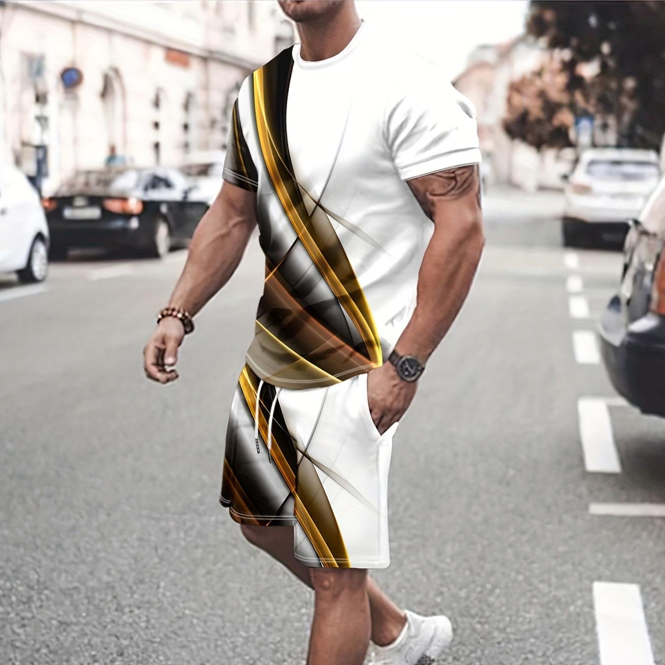 

Літні шорти з короткими рукавами з 3D персоналізованим друком, костюм, повсякденна модна вулична футболка 6XL