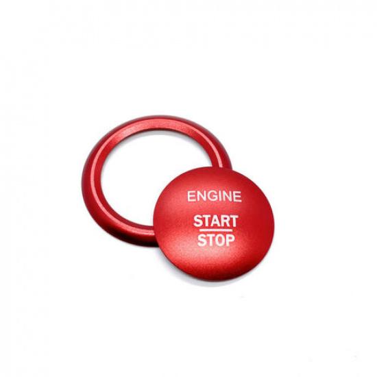 2x Matte Red Metal Car Start Button Cover + Ring For Benz C W205 15 16 17 18